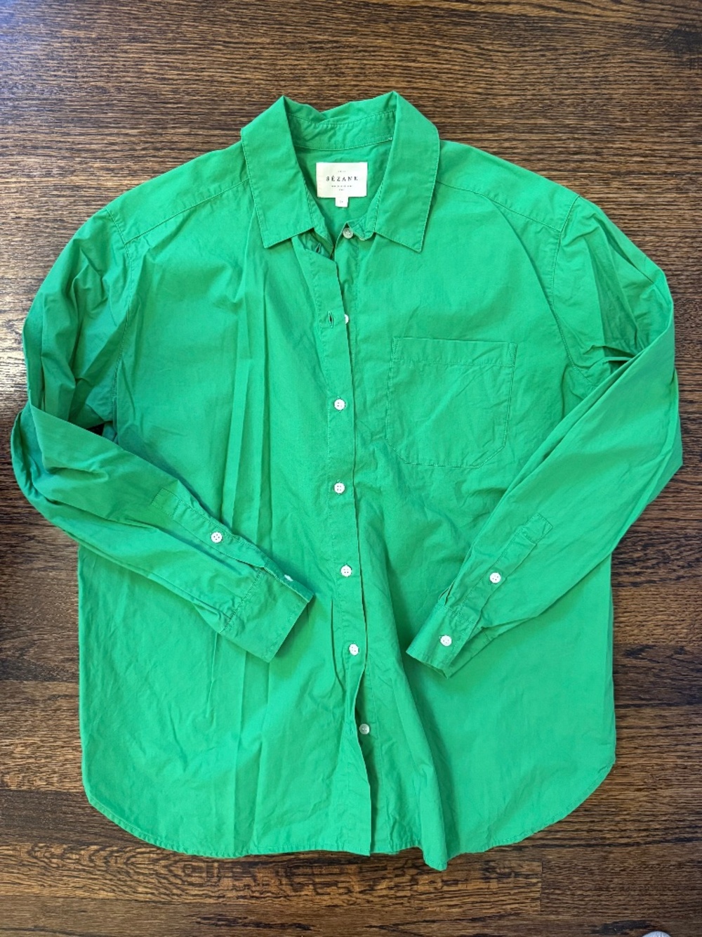 Sezane Max Shirt Green - Size 2